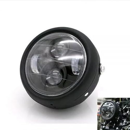 Cafe Racer Style Schwarz LED 6.5 Zoll Motorradscheinwerfer Klares Glass