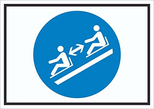 HB-Druck Abstand halten zwischen den Rodeln Symbol Schild A6 Rückseite selbstklebend