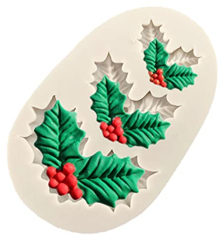 Awesomeonei Weihnachten Stechpalme Blatt Dekoration Fondant Kuchen Silikonform Pralinenformen