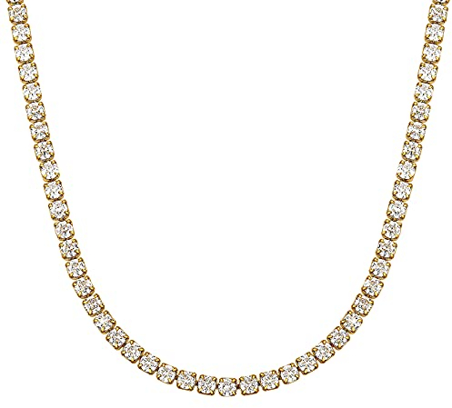 Richsteel Bling Tennis Kette für Damen Frauen Silber Iced Out Halskette mit Zirkonia Schöner Diamant Schmuck mit Geschenkebox für Freundin Braut