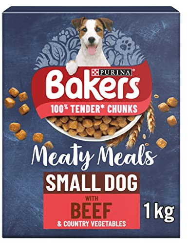 BAKERS Meaty Meals Small Dog Beef Dry Dog Food 1kg, (Pack of 5)