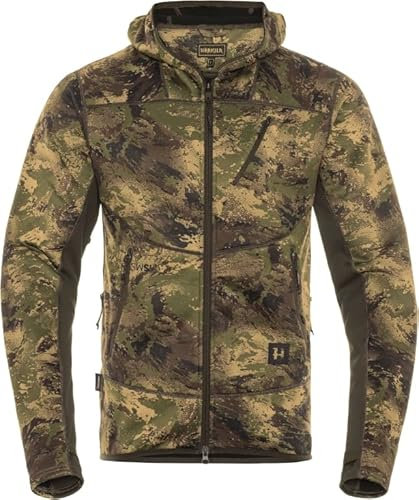 Härkila Deer Stalker Camo Fleecejacke - Leise Pirschjagdjacke für die Jagd - Pirschjacke Camouflage mit Lüftungsschlitzen, Größe:XL
