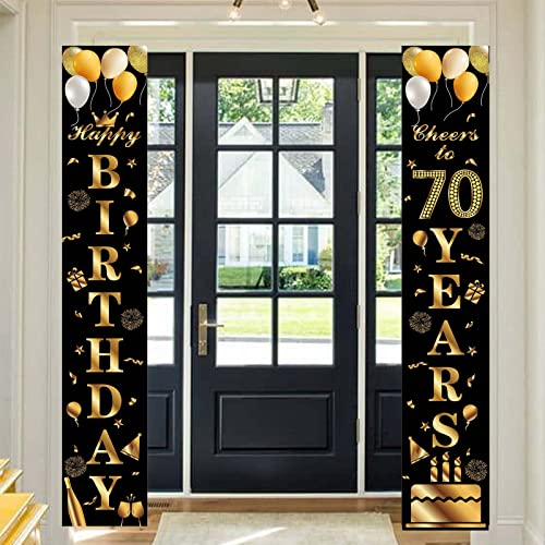 70.Geburtstagbanner Deko Männer Frauen,Schwarz Gold Banner Alles Gute zum 70.Geburtstag,70 Jahre Banner für 70 Geburtstags Party Dekorationen Zubehör,wesentliche für 70.Geburtstagsfeier Geschenke