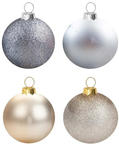 VFM - Champagne Gold 10cm Baubles Assorted (4 Pack) - Christmas Tree Decorations