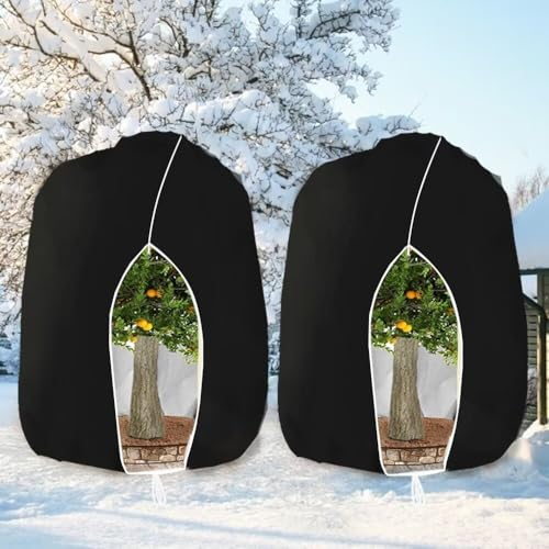HERILIOS Winterschutz für Pflanzen, Frostschutz Pflanzenabdeckungen als, mit Reißverschluss Baum Palmen Balkonpflanzen haube Zelt Atmungsaktiv - Reißfest,250 x 360cm Schwarz 2 Stücke, 250x360cm