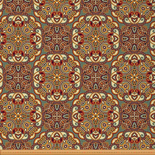 Loussiesd Traditioneller Blumenstoff Meterware Vintage geometrischer Stil Möbelstoff für Stühle und Heimwerkerprojekte Paisley Mandala dekorativer wasserdichter Stoff 276x150cm