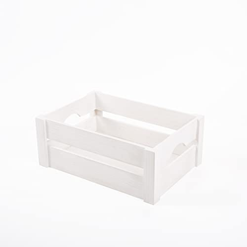 White Wooden Apple Crates Retail Display Shelf Storage Box Gift Hamper (Pure White, Small)