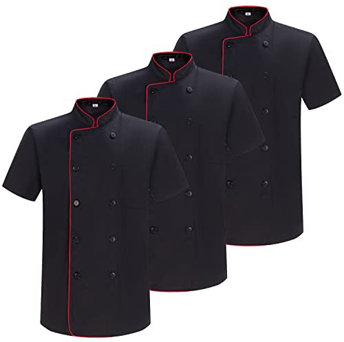 Misemiya - Pack 3 Unités -Chef Vestes Monsieur avec Manches Courtes - Réf.8421 - Medium, Noir 21