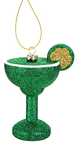 VFM - Green Glitter Cocktail Decoration Hand Painted Hanging Christmas Ornament