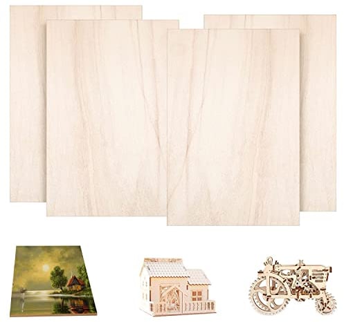 TSKDKIT A3 Plywood Sheets Basswood Sheet Large Craft Wood Blank Unfinished Wood Board for Craft DIY Painting Modelling Fretwork Engraved Home Decor(43 x 30cm, 4pcs)