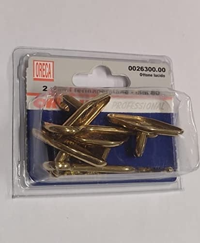2 PEZZI - GANCI FERMAPERSIANE IN OTTONE LUCIDO 60MM