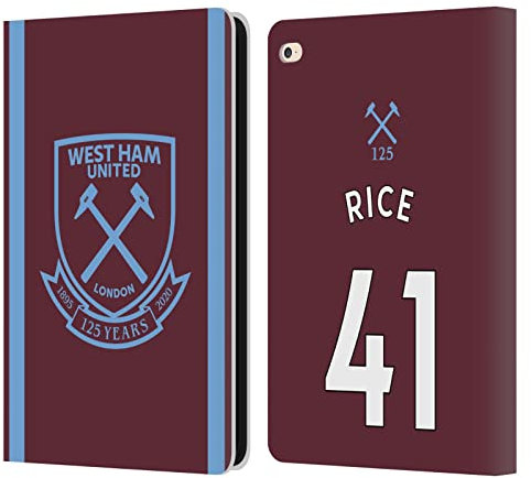 Head Case Designs Licenciado Oficialmente West Ham United FC Arroz Declan 2021/22 Jugadores Inicio Kit Carcasa de Cuero Tipo Libro Compatible con Apple iPad Air 2 (2014)
