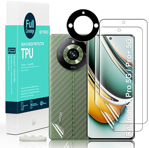 Ibywind Protector de pantalla para Realme 11 Pro 5G,11 Pro+/11 Pro Plus 5G, con 2 Piezas de TPU flexibles,1 Pieza Protector Camara,1 Pieza de fibra de carbono trasera
