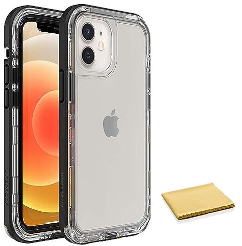 LifeProof Next Series Schutzhülle für iPhone 12 Mini, mit Reinigungstuch, Schwarz / Transparent