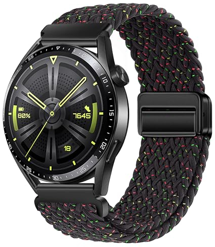 XMUXI Bracelet de sport en nylon élastique tressé - 22 mm - Compatible avec Huawei GT4/GT3/GT2 46 mm/Garmin Venu 3/Venu 2/Vivoactive 4, bracelet de sport pour homme et femme - Bracelet de montre de