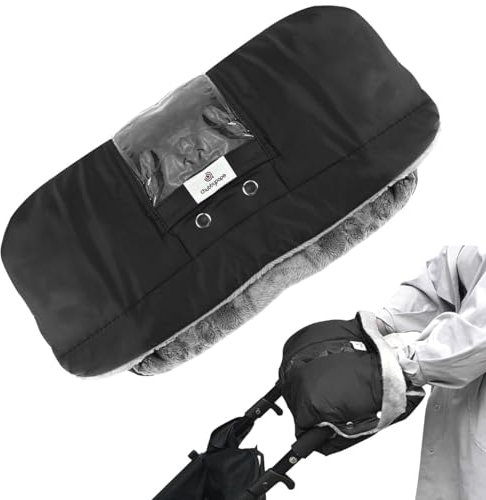 LASIEYO Manicotto per carrozzina, con tasca per telefono, guanti scaldamani in pile, universale, impermeabile e antivento, per passeggino