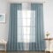 EMEMA 2er Set Sheer Voile Vorhang mit Kräuselband Transparente Gardine aus Voile Polyester Transparent Wohnzimmer Luftig Dekoschal für Schlafzimmer 140 X 215 cm (B x H) Staubiges Blau
