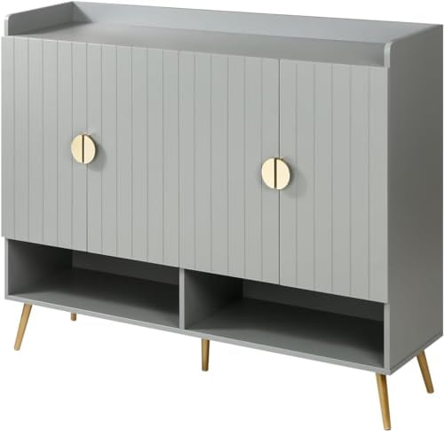 HYGRAD Wooden Hallway Shoe Storage Cabinet Modern Hallway Large Display Storage Cabinet 2 Cabinet Doors (Large Grey Cabinet)