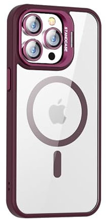 Cover Magnetica per iPhone 12 Pro Max(6.7) Compatibile con MagSafe, Protezione di livello militare, Resistente all'ingiallimento, Retro resistente ai graffi,Trasparente -Rosso