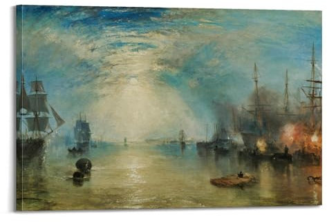 ADovz Keelmen Heaving in Coals by Moonlight Poster by J.M.W.Turner Print Photo Art Painting Canvas Home Decorative Bedroom Modern Decors Gifts 24x36inch(60x90cm)