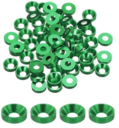 QUARKZMAN M5 Kegelbecher Senkscheiben, eloxierte Aluminiumdichtungen für Schrauben RC/FPV/PC/Drone/Mechanische Zubehörteile Modellteile, Packung mit 60 (Grün)