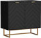 UEV Buffet Bas à 2 Portes, Armoire de Rangement avec Étagère Réglable à 3 Positions, Support 65kg, Manche et Pieds en Métal Couleur Doré, pour Salon, Chambre, Studio, 80 x 40 x 77,5 cm (Noir)