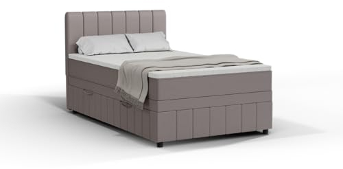 Avalon Boxspringbett 120 x 200 cm Doppelbett mit hochwertiger Bonell-Matratze und Topper, Polsterbett mit Bettkasten, Schlafzimmer, Bequem, Modern, Stilvoll
