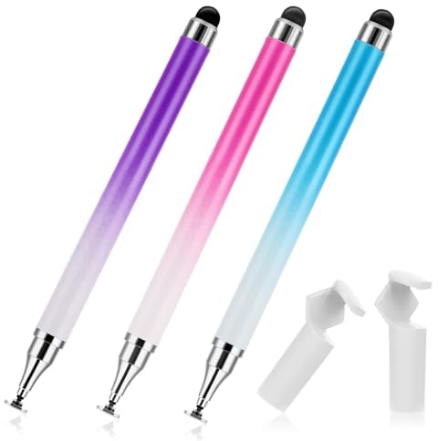 Andibro Dual-end Stylus Pens for Touch Screens, High Sensitivity silicone Gel Stylus Pen 2-in-1 Stylus Pen Compatible for Smartphone and Tablets All Universal Touchscreen Devices(blue+pink+purple)