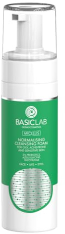 BasicLab Normalisierender Gesichtsreinigungsschaum für fettige, zu Akne neigende und empfindliche Haut 150 ml, Präbiotika und Panthenol - Reinigung, Reduktion von Unreinheiten, Beruhigung