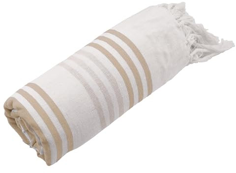 SoNiT home decor - Strandtuch - Strandtuch aus Baumwolle - sehr leichtes Strandtuch - Fouta - 100% Baumwolle - vielseitig und ultraleicht - Beige - 90 x 180 cm