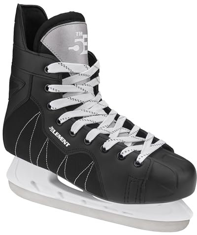5th Element Stealth Eishockeyschlittschuhe – perfekt für Freizeit-Eislaufen und Hockey – feuchtigkeitsbeständiges Futter – maßgetreue Passform (Schwarz/Weiß, 11,0)