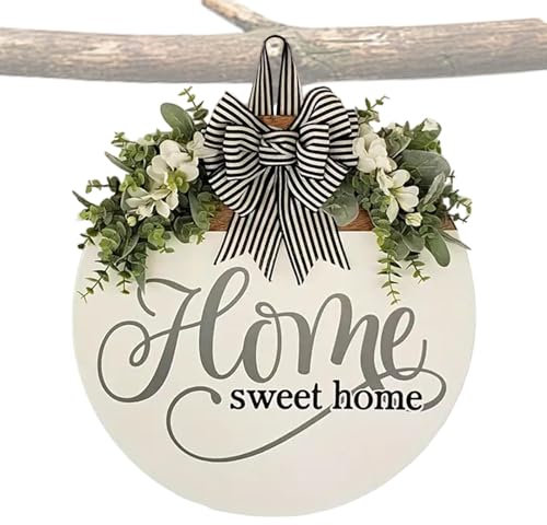 Cartello Home Sweet Home per porta d'ingresso, Cartello per porta Home Sweet Home,Cartello di benvenuto Home Sweet Home per la porta d'ingresso | Decorazioni per portico di una fattoria di eucalipto d