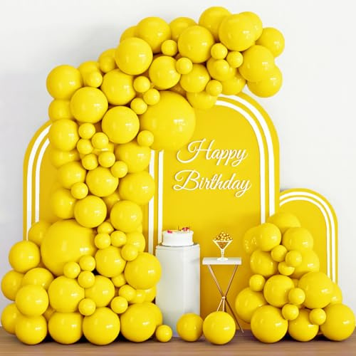 Gelbe Luftballons, 102 Stück, gelbe Ballonbogen-Girlande, 12,7 cm, 30,5 cm, 30,5 cm, 45,7 cm, 45,7 cm, Latex-Luftballons, verschiedene Größen, Packung für Geburtstag, Hochzeit, Halloween,