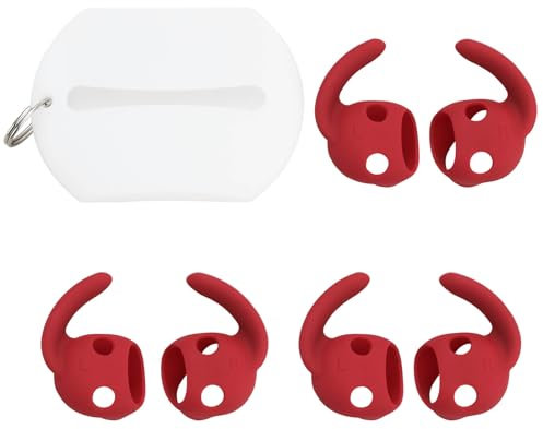 Be In Your Mind 3 Pairs Ear Hooks Anti-Slip Ear Silicone Covers with Extra Silicone Pouch Earphone Accessories Compatible with B-eats Studio Buds 2021,Red