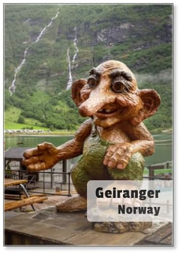 Troll-Statue aus Holz in Geiranger-Stadt, Norwegen, Kühlschrankmagnet