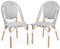 GYMAX 2er-Set Bistrostühle, Gartenstühlen Rattan ohne Armlehnen & galvanisiertem Metallrahmen, Rattanstuhl bis zu 150 kg belastbar, Terrassenstühle für Veranda & Balkon
