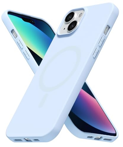 LoeoeL for iPhone 13 Mini/ 12 Mini Case Silicone Mag Safe, Compatible with Magsafe Ultra Slim Thin Magnetic Phone Case for Women Girls, Soft Rubber Gel Matte Solid Color Minimalist Cover, Light Blue