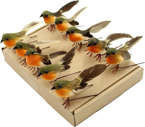10PCS Robin Bird Christmas Tree Decoration Craft Very Cute Artificial Feather