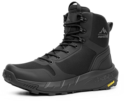 NORTIV 8 Botas Militares Ligera Táctica Policial Hombre,Negro Oxford,40