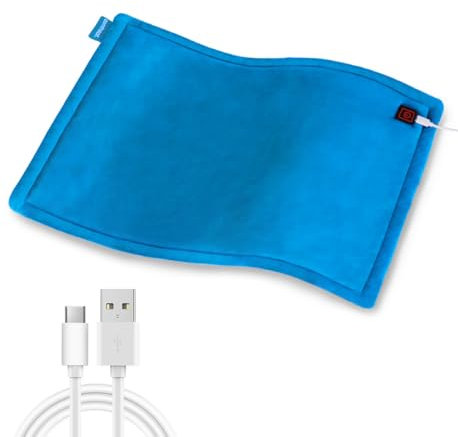 Comfheat USB Heizkissen, 5V Heizkissen zur Schmerzlinderung, 3 Heizstufen & automatische Abschaltung, Wärmetherapie zur Schmerzlinderung bei Bauchkrämpfen (40 x 30 CM) (nicht aufladbar) Blau