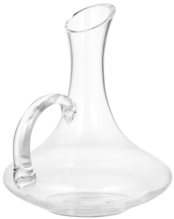 VINTORKY Bleifreier Glas Wein Dekanter Mit Griff Hochwertiger Whiskey Karaffe Für Bier Wodka Rotwein Praktische Karaffe Zur Geschmacksoptimierung Geschenk Für Hochzeit Und Geburtstag