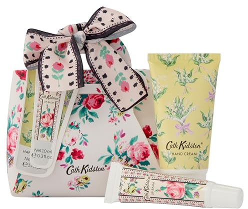 Cath Kidston Hand Cream 50ml Lip Balm 10ml, Mini Handbag Gift | Shea Butter Hand Moisturiser, Vitamin E Lip Care, Travel and Pocket Size, Vegan and Cruelty Free, Beauty Gift