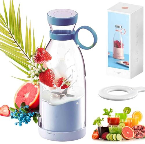 Portable Blender for Fresh Juice, 14.2OZ Personal Blenders for Shakes and Smoothies with 4 Blades, Rechargeable Travel Fruit Veggie Juicer Cup (purple)