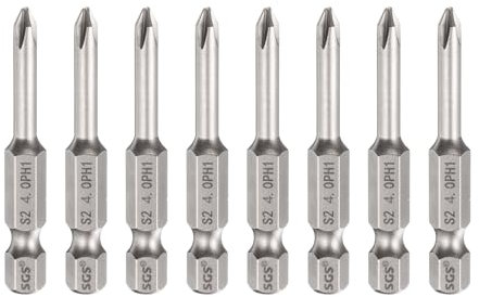 sourcing map 8pcs #1 Phillips Screwdriver Bit PH1 1/4 Hex Shank 2 (50mm) Long 4mm Rod Magnetic Cross Head Drill Bits S2 Steel Industrial Power Tool Accessories, Gray