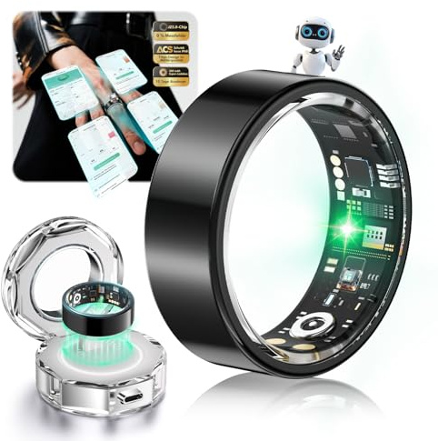 Lozltx Smart Ring 5.Generation【Militärgeprüftes Titan-Design & IP68】【JZ5.0-Chip】 Smartring Fitness Ring- 200 Modi für Android IOS Smartringe für-Schwarz #12