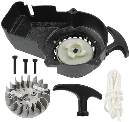 ABCERRSI Einfacher Aluminium-Seilzugstarter mit Schwungrad und Schrauben, kompatibel mit 2-Takt-47cc-49cc-Motoren, Pocket Dirt Bike, Mini-ATV-Quad-Räder, Motorrad