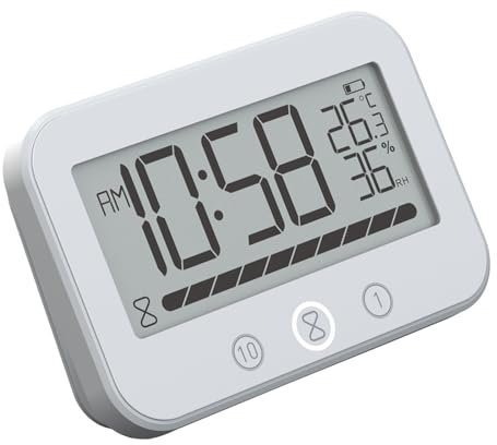 AOOOWER Práctico reloj de baño con temporizador integrado de cuenta regresiva, reloj de ducha, temperatura superimpermeable