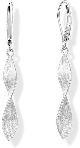 Ohrringe Hängend Silber, Hypoallergene Französische Hängeohrringe mit Spiral- und Blattanhänger, Geflochtene Wassertropfen-Design, Boho Elegante Ohrschmuck für Frauen