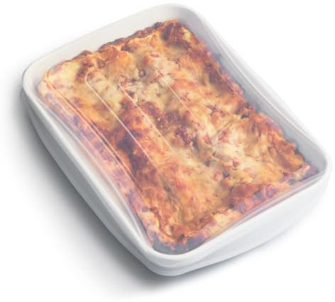Stasher Reusable Silicone Stretch Lid for Casseroles, Pans, Baking Dishes–Rectangle Replacement Lid, 9”x13”, Stretchable, Leak-free, Microwave Safe, Dishwasher Safe, Food Cover, Eco-Friendly, Clear