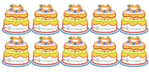 WEKAMOS 10 Geburtstag Geschenktüten aus Kunststoff Wiederverschließbare Snackbeutel mit Griffen und Standboden Kuchenmotiv Partytüten für Kindergarten Babypartys und Mitgebseltüten